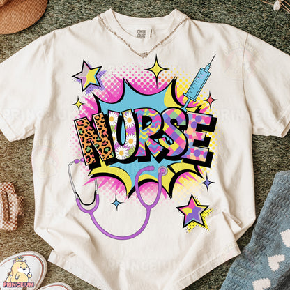 a white t - shirt with the word nurse on it