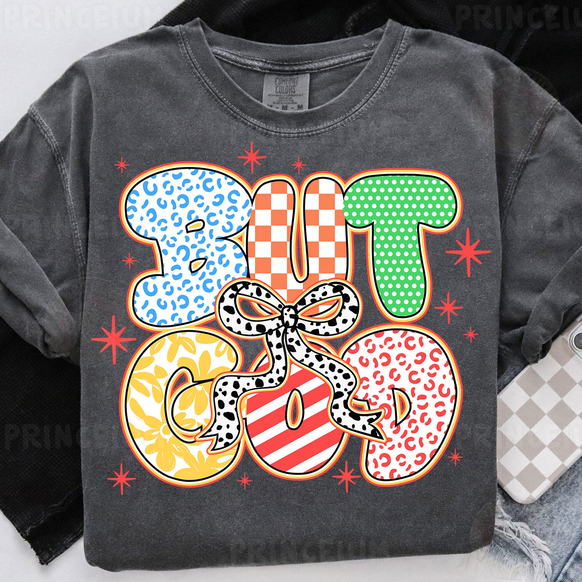 a t - shirt with a design of donuts on it