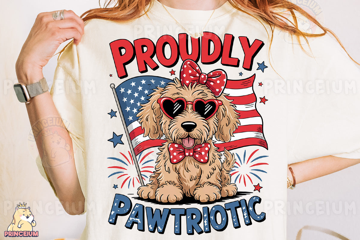 a woman wearing a t - shirt with a dog wearing sunglasses