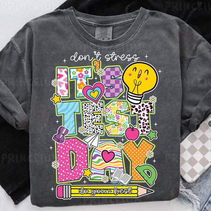 a t - shirt with the words don't stop and a smiley face
