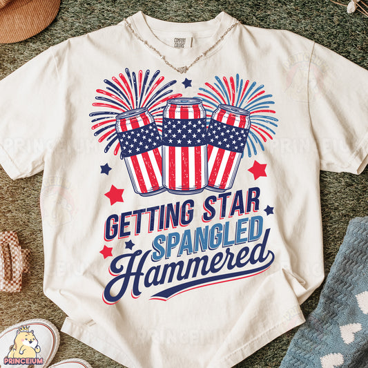 a t - shirt that says getting star spangled hammered