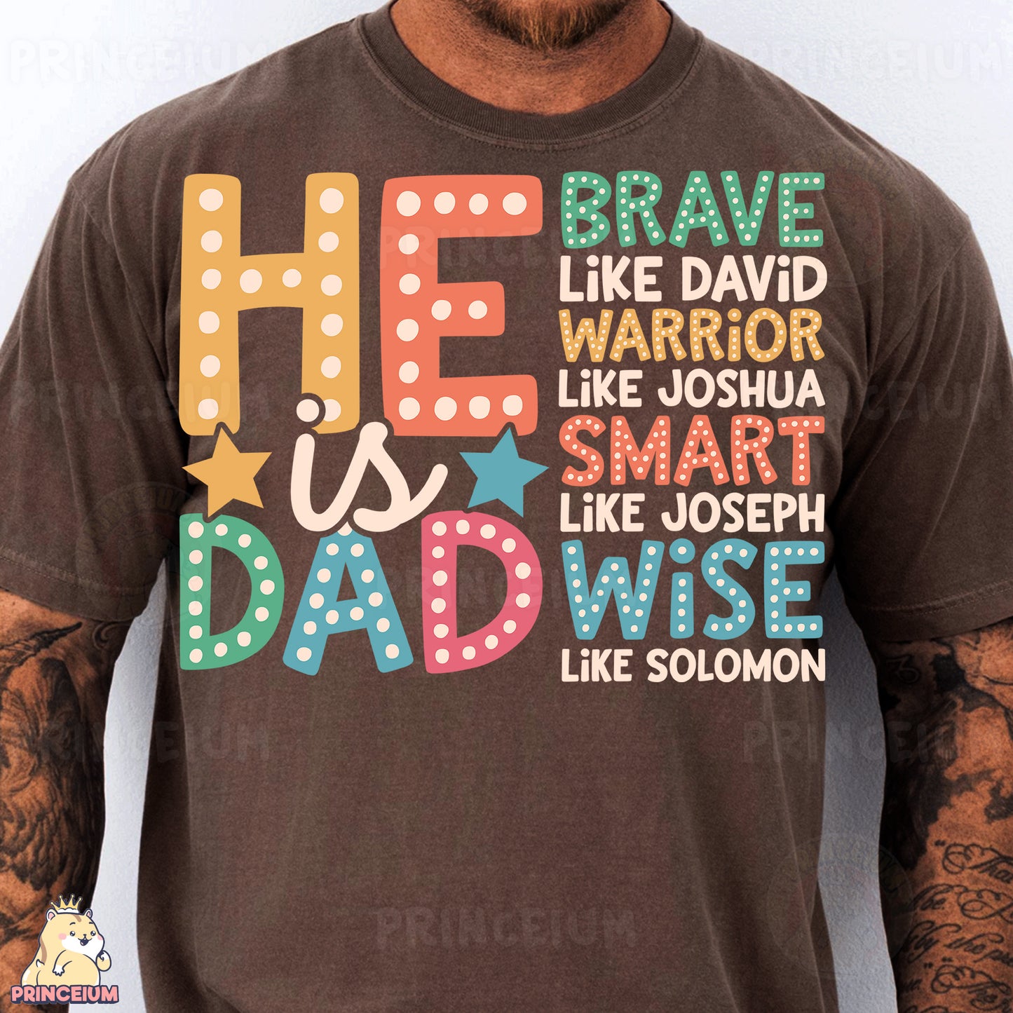 a man wearing a t - shirt that says he is a dad