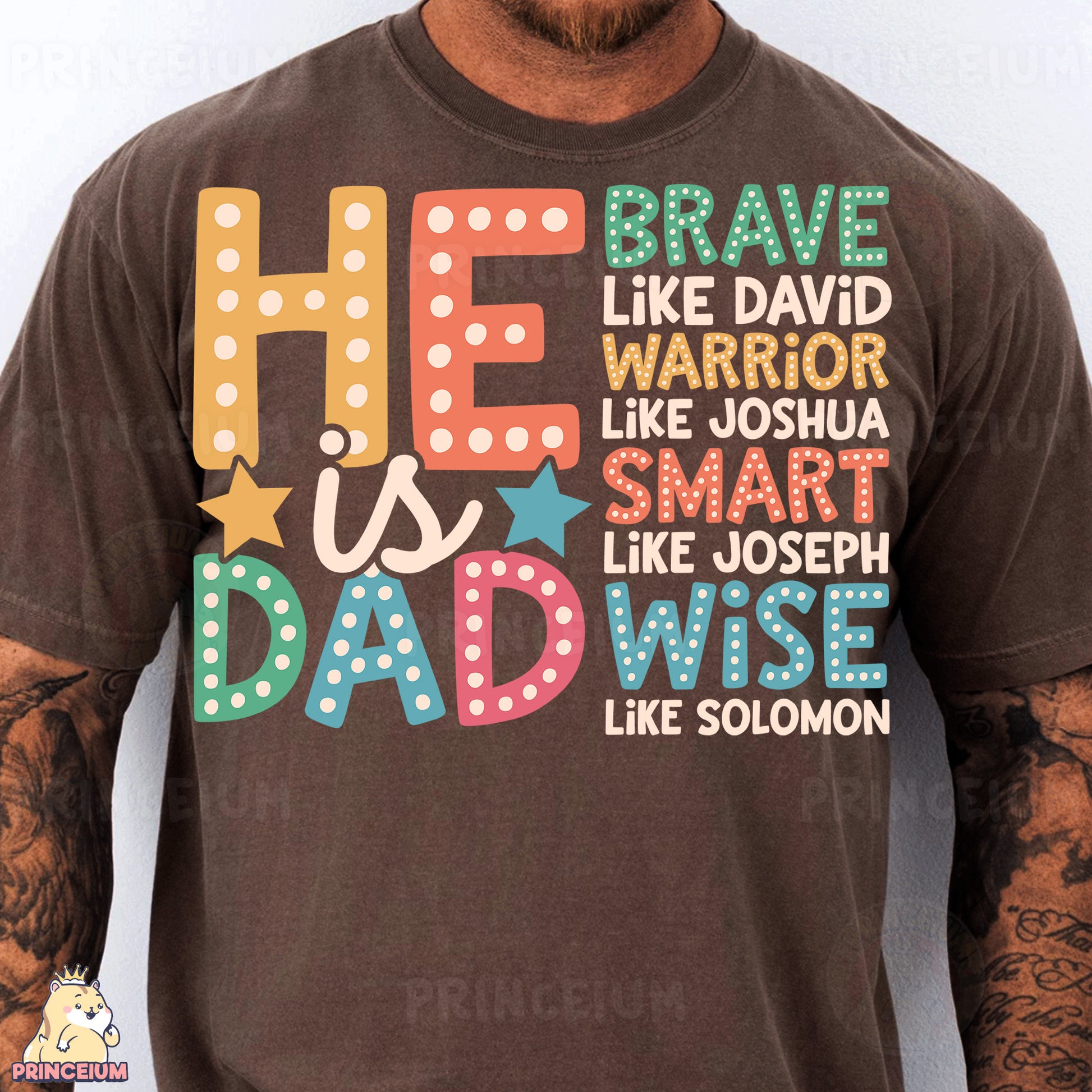 a man wearing a t - shirt that says he is a dad