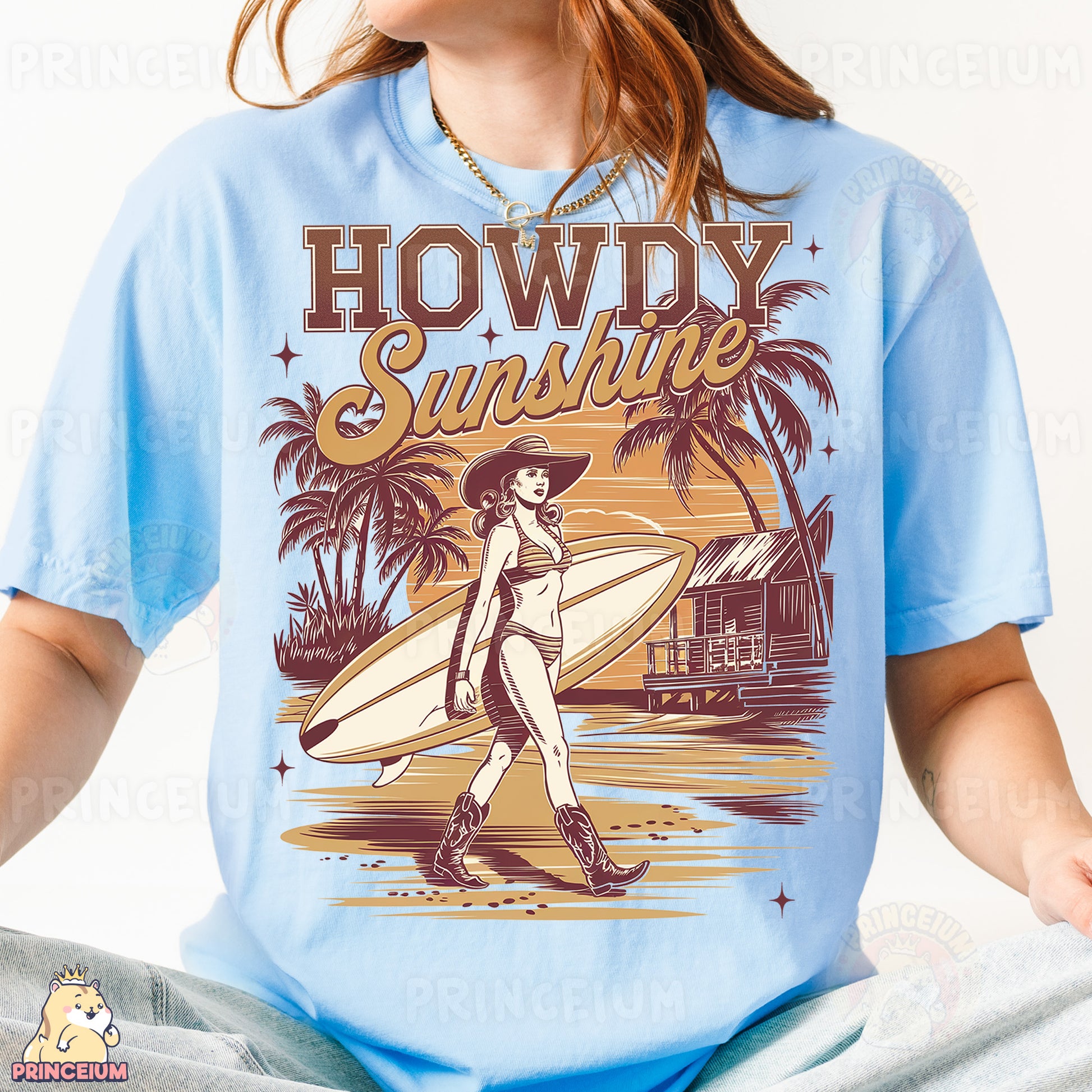 a woman in a blue shirt is holding a surfboard