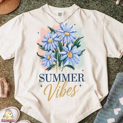 a t - shirt that says summer vibes on it