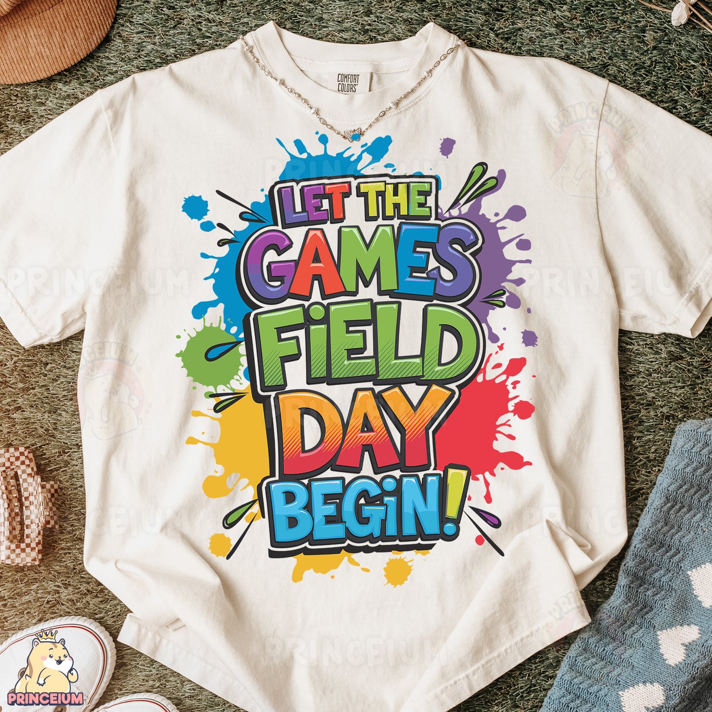a t - shirt that says, let the games field day begin
