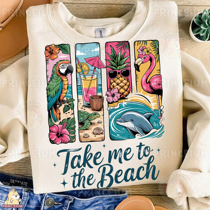 a t - shirt that says take me to the beach
