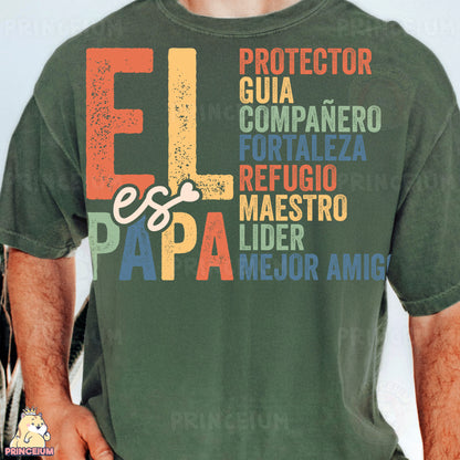 a man wearing a green shirt with a bunch of words on it