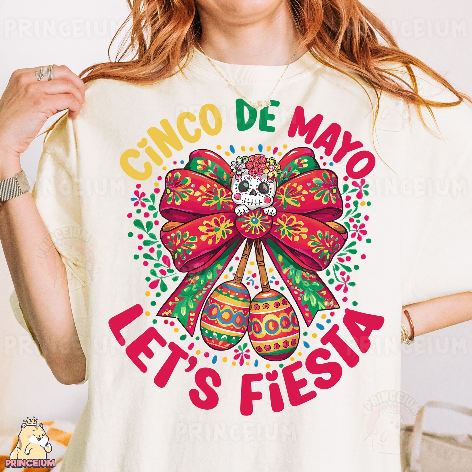 a woman wearing a cinco de mayo t - shirt