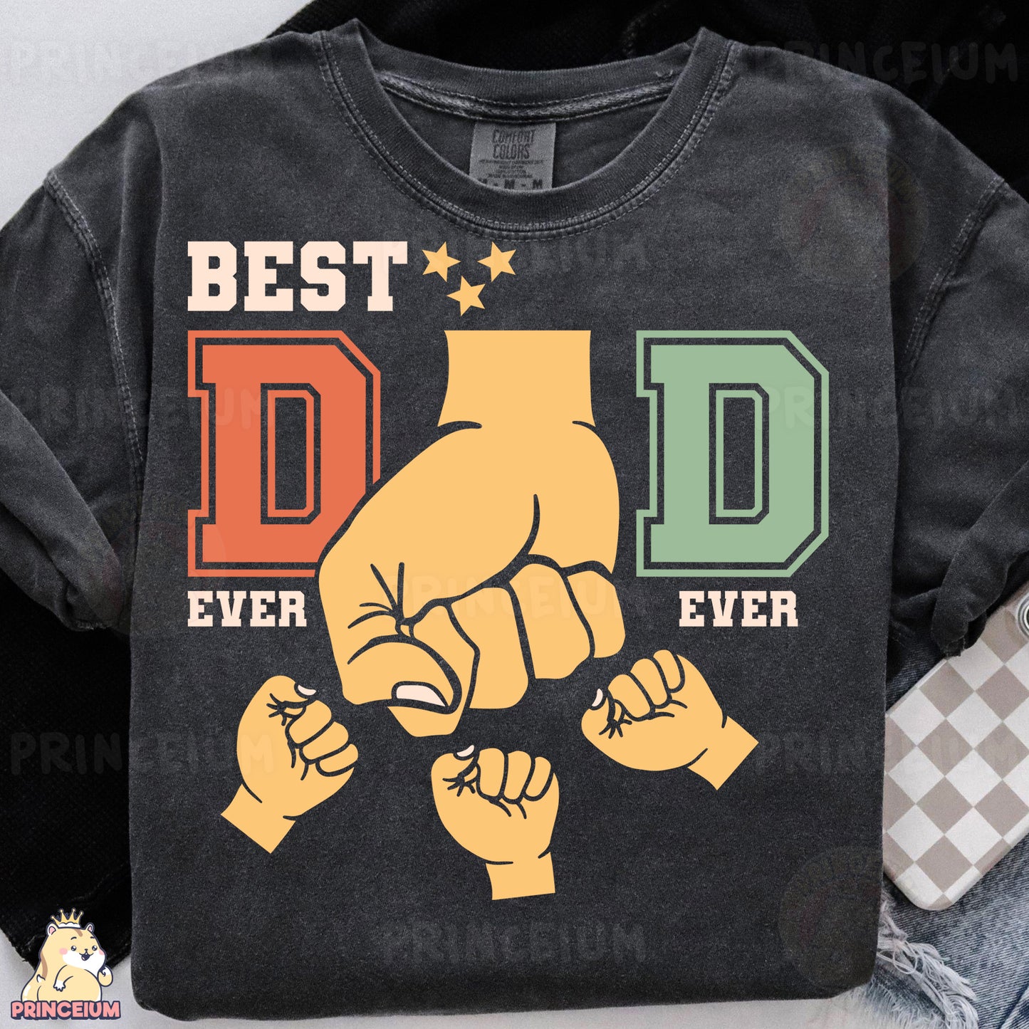 a black t - shirt with the words best dad ever printed on it