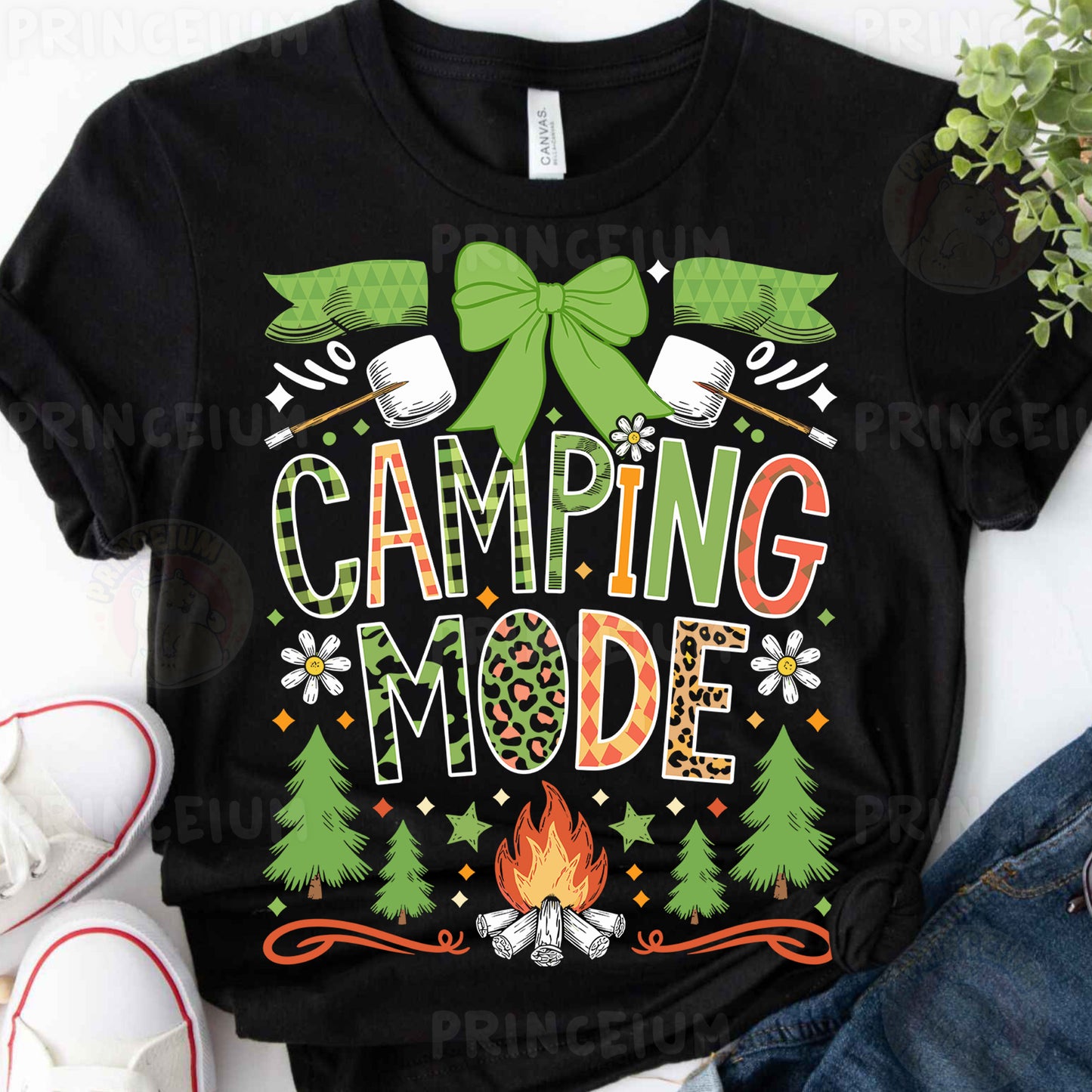 a t - shirt that says camping mode on it