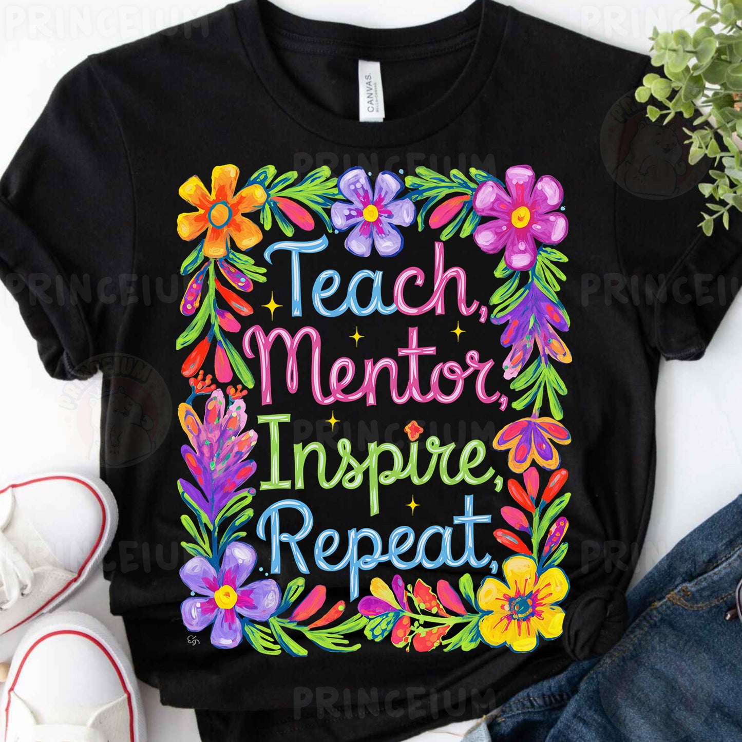 a t - shirt that says teach mentor inspire repeat