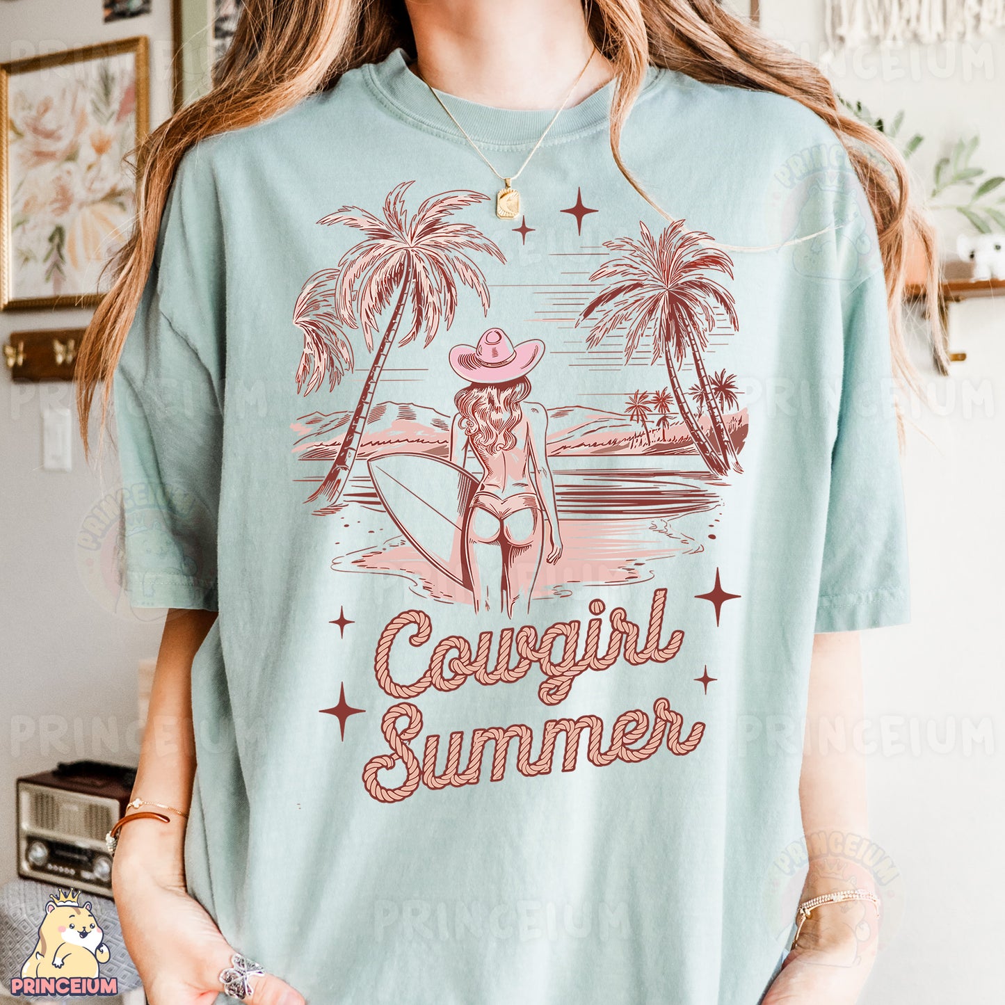 a woman wearing a shirt that says cougal summer