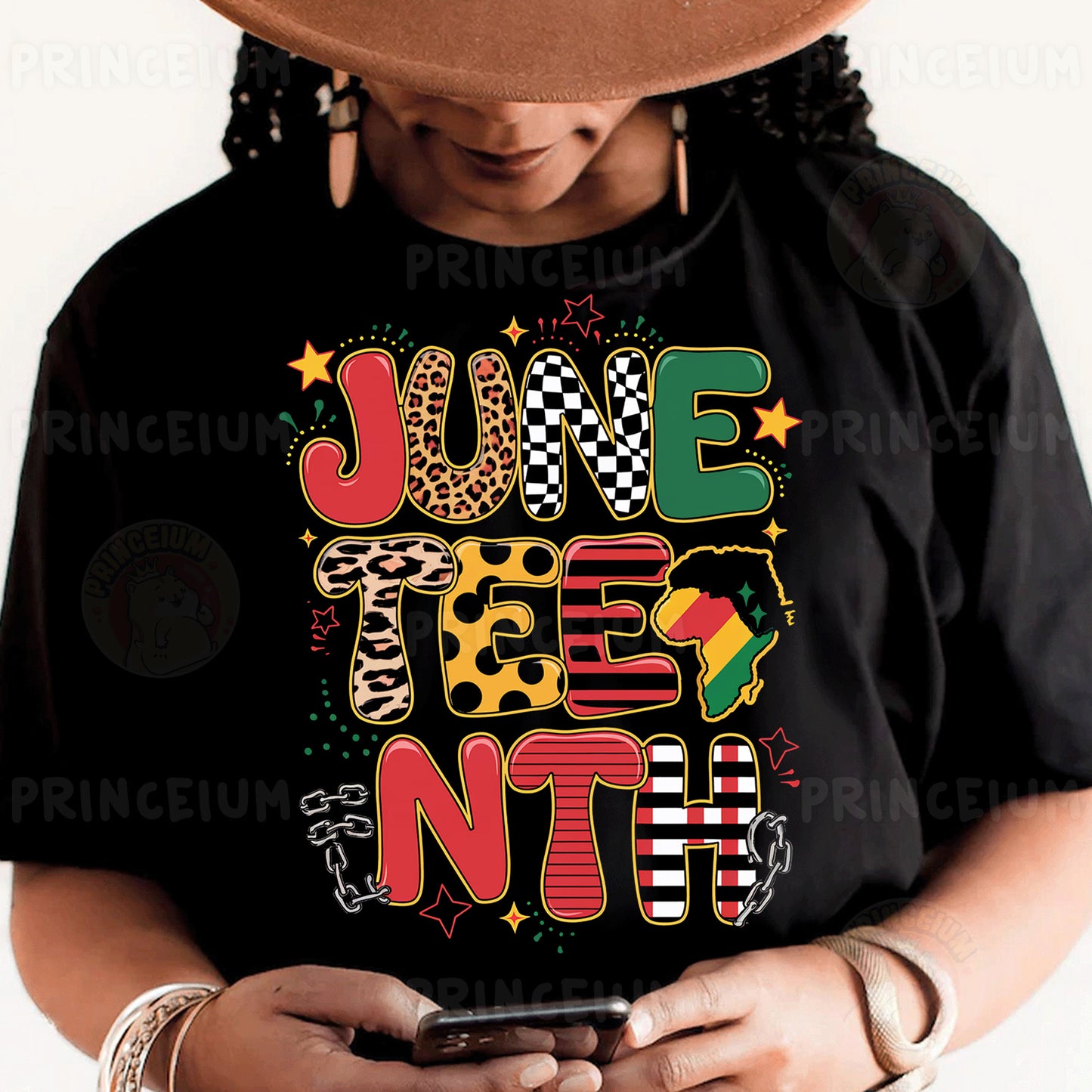 a woman wearing a black shirt and a brown hat