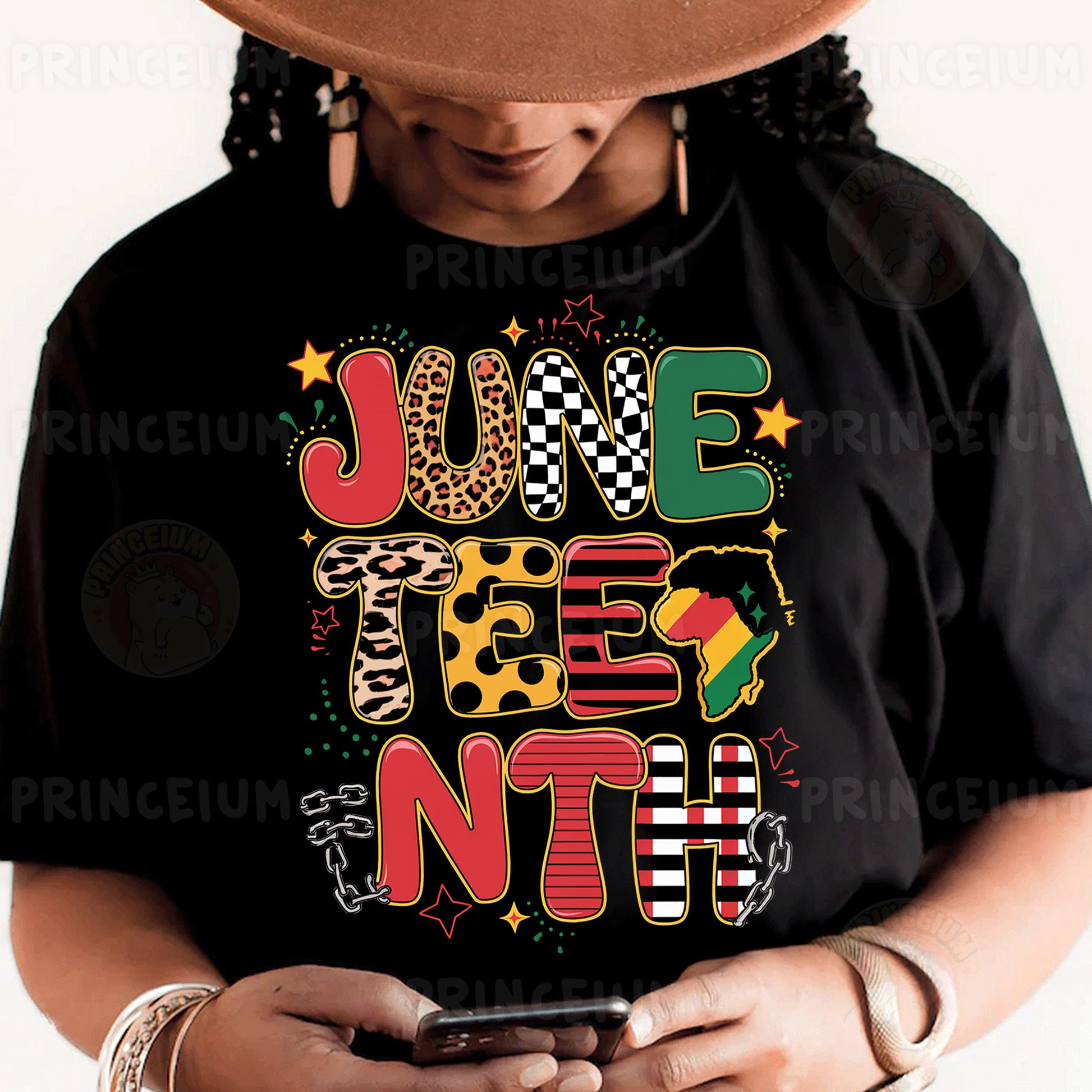 a woman wearing a black shirt and a brown hat