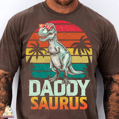 a man wearing a t - shirt with a dinosaur on it