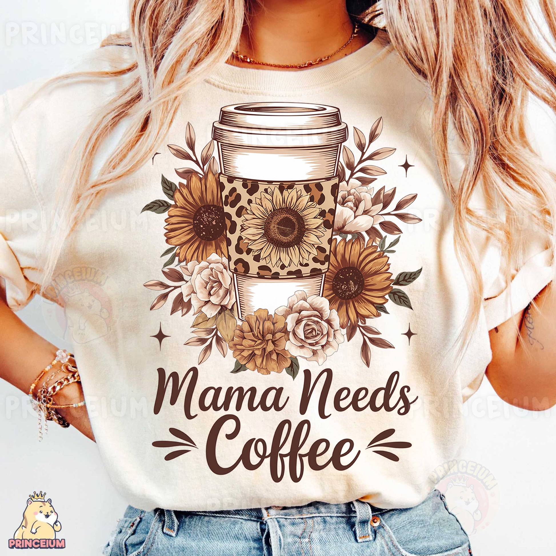 a woman wearing a shirt that says mama needs coffee