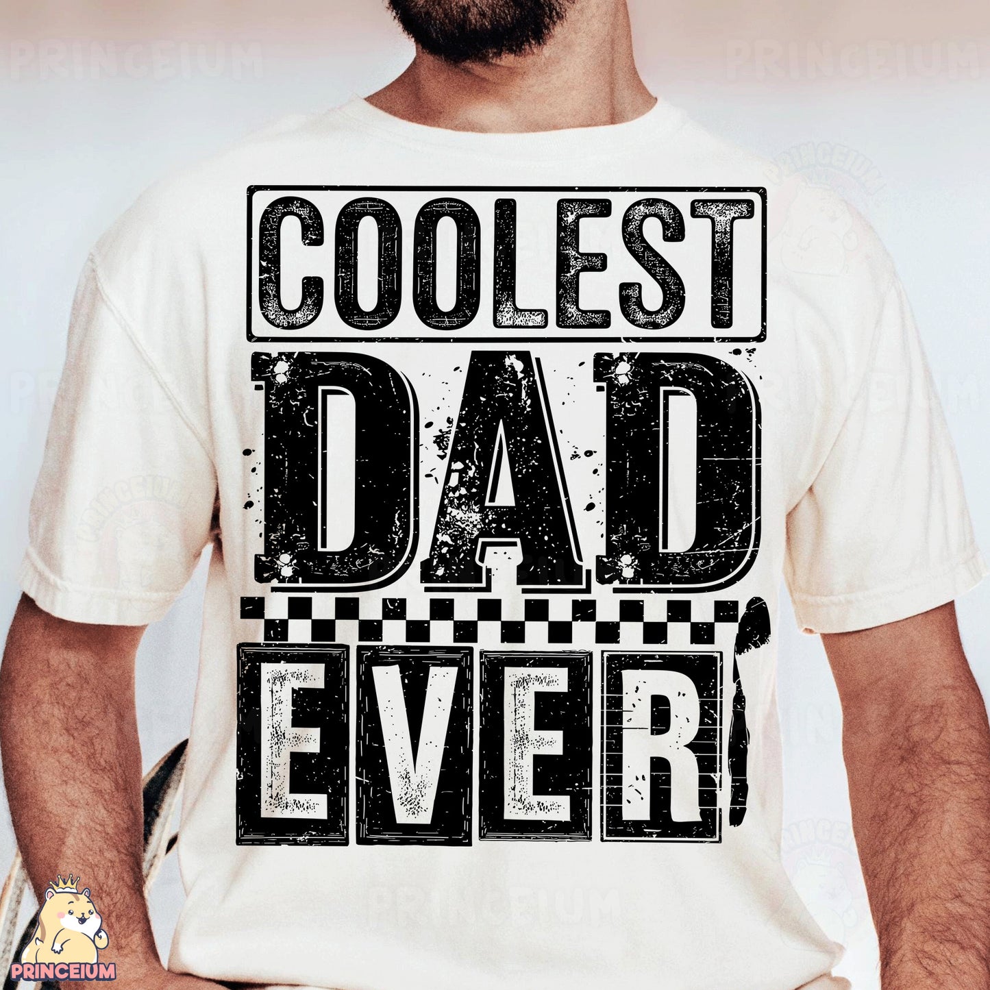 a man wearing a coolest dad ever t - shirt