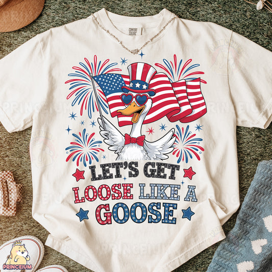 a t - shirt that says let's get loose like a goose