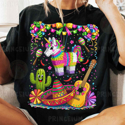 a woman sitting on a couch wearing a black t - shirt with an image of