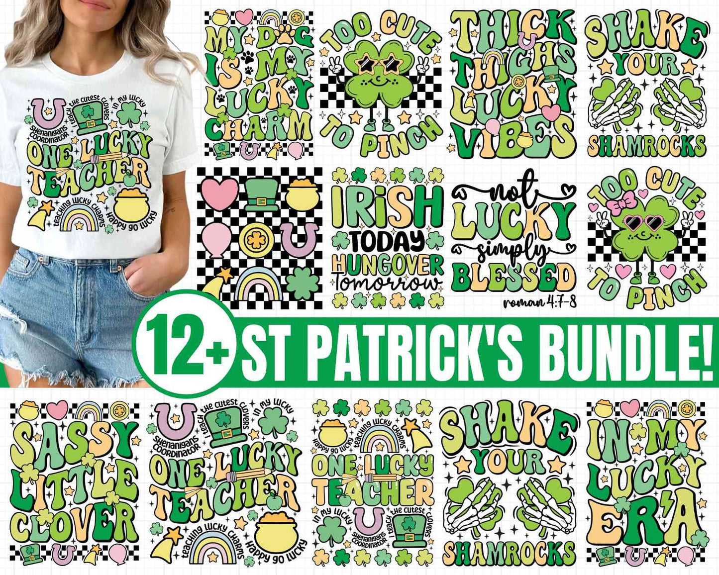 12+ St Patrick Day Bundle Png, St Patrick Day Png, Shamrock Png, Clover St Patrick Day, Lucky Png, Lucky Charms Digital Download Files